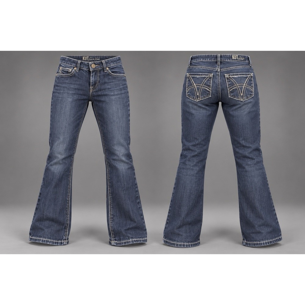 KUT from the Kloth Women's 4x30 bootcut Jeans Dark Wash Blue Denim thick stitch